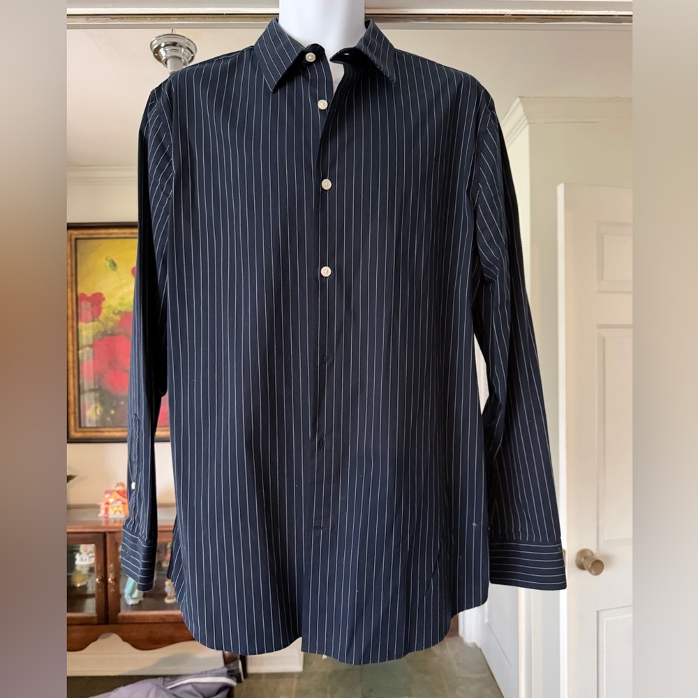Banana Republic Navy Pinstripe Dress Shirt